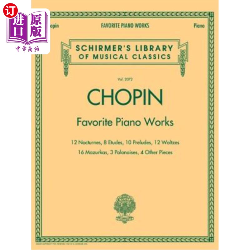 海外直订Favorite Piano Works: Schirmer Library of Classics Volume 2072 最喜爱的钢琴作品：席尔默古典图书馆第2072卷 - 实物图