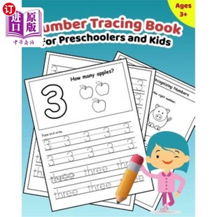 海外直订Number Tracing Book for Preschoolers and Kids: Learn How to Write and Count Numb 学龄前儿童数字追踪书：通过
