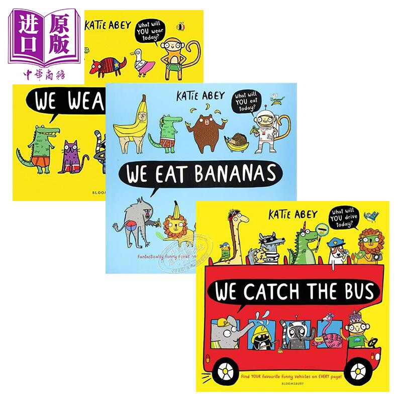 开心动物团3册 出行法则 We Catch the Bus 穿衣法则 水果法则 亲子启蒙绘本 幼教 生活习惯培养  4~6岁 英文原版【中商原版?
