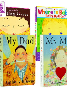 预售 My Mum My Dad我爸爸妈妈Where is Baby's Belly Button肚脐眼在哪里Counting Kisses英文绘本4册低幼启蒙 经典绘本纸板书英?