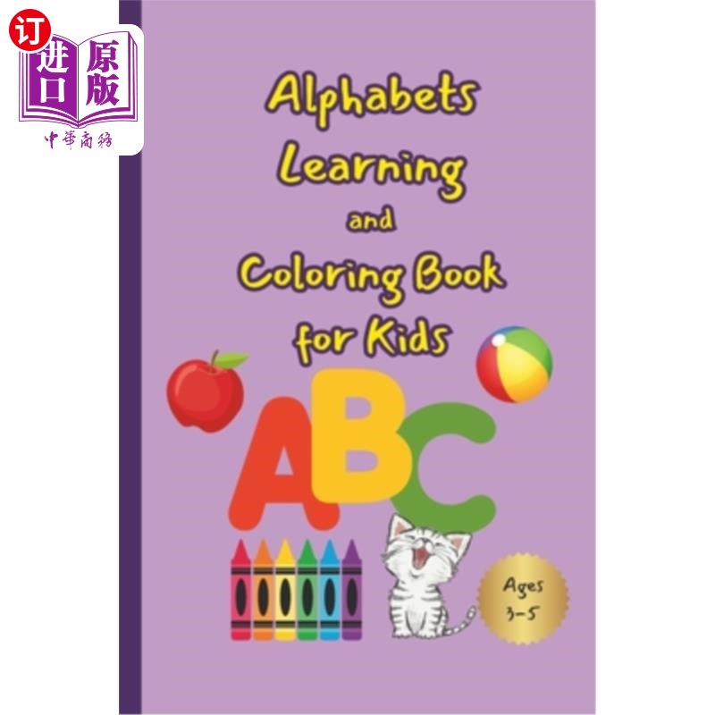 海外直订Alphabets learning and coloring book for kids 字母学习和儿童涂色书