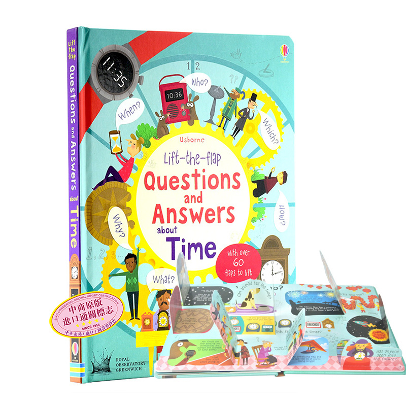 【中商原版】翻翻学习书：时间的问与答 英文原版 Questions and Answers About Time 硬页翻翻书 时间工具书 学习时间概念与