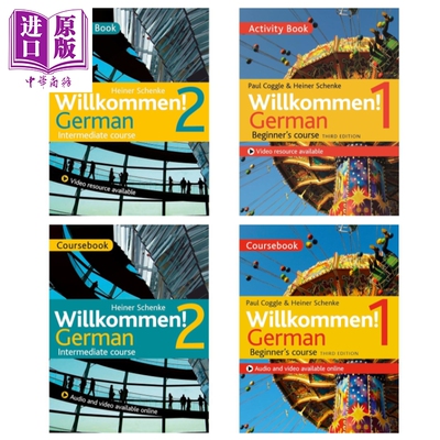 成人德语课程 课本练习册合集 德文入门进阶自学 Willkommen 1 2 German course  Coursebook Activity book【中商原版】