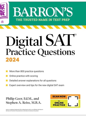 新版巴朗2025年在线SAT考试备考练习题 练习题+提示+在线练习 美国大学入学考试 Digital SAT Practice Questions【中商原版?