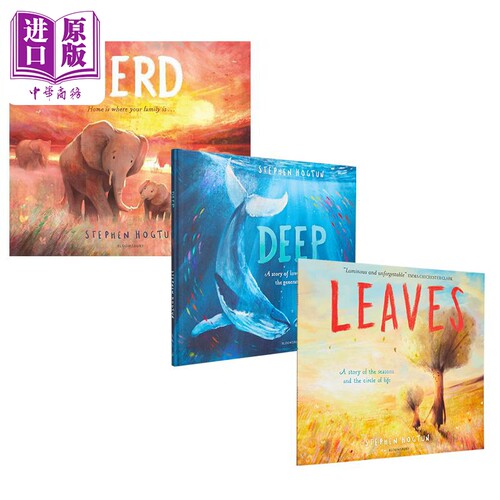 Stephen Hogtun 英文原版儿童绘本3册 深海Deep 叶子Leaves 族群Herd 亲子共读亲情故事图画书【中商原版】