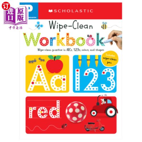 海外直订Pre-K Wipe-Clean Workbook: Scholastic Early Learners (Wipe-Clean) Pre-K Wipe Clean工作簿：学校早期学习者（W