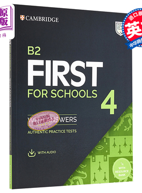 剑桥官方2022新版FCE考试校园版真题4套 有答案配音频线上资源 B2 First for Schools 4 英文原版进口【中商原版】