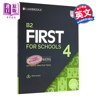 剑桥官方2022新版FCE考试校园版真题4套 有答案配音频线上资源 B2 First for Schools 4 英文原版进口【中商原版】