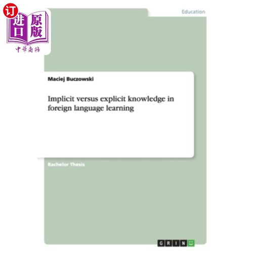 海外直订Implicit versus explicit knowledge in foreign language learning 外语学习中的内隐知识与外显知识