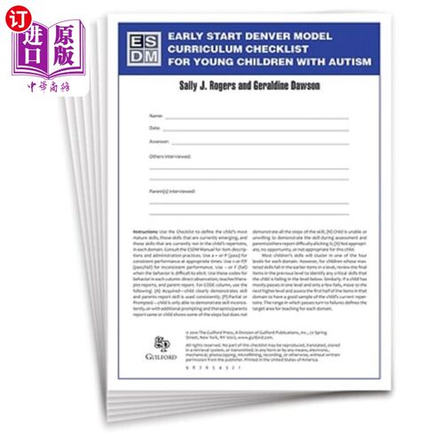 海外直订医药图书Early Start Denver Model Curriculum Checklist for Young Children with Autism 早期启动丹佛自闭症儿童