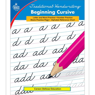 传统手写体 草书入门练习册 2 - 5年级 Traditional Handwriting Beginning Cursive Grades 2 - 5 英文原版 小学【中商原版?