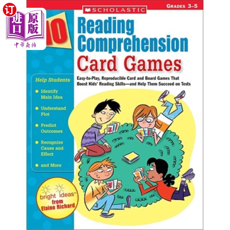 海外直订10 Reading Comprehension Card Games: Easy-To-Play, Reproducible Card and Board G 10种阅读理解卡片游戏：易于