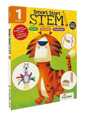 现货 【中商原版】聪慧启蒙一年级跨学科学习练习册 英文原版 Evan Moor Smart Start STEM G1 美国加州教辅 6-7岁