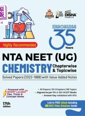 海外直订35 Years NTA NEET (UG) CHEMISTRY Chapterwise & Topicwise Solved Papers with Valu 35年NTA NEE