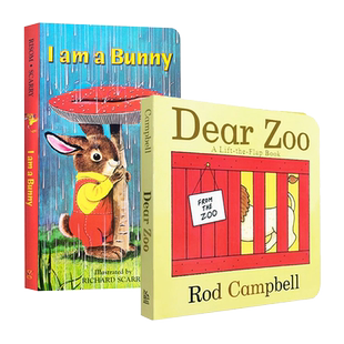 英文原版绘本 I Am a Bunny 我是一只兔子 Dear Zoo 亲爱的动物园 宝宝启蒙早教纸板书2册 吴敏兰书单推荐 0-3岁幼儿英语 进?