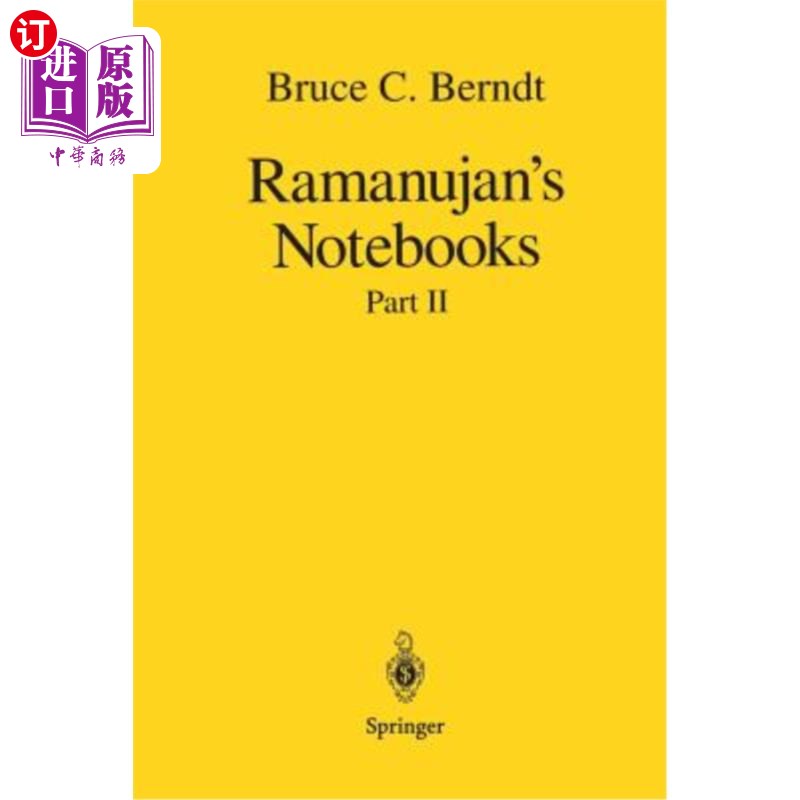 海外直订Ramanujan's Notebooks: Part II 拉马努扬的笔记本：第二部分