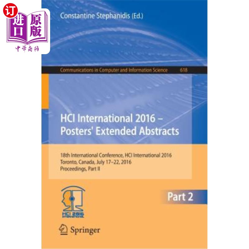 海外直订Hci International 2016 - Posters' Extended Abstracts: 18th International Confere 2016年Hci国际