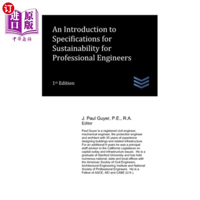 海外直订An Introduction to Specifications for Sustainability for Professional Engineers 专业工程师可持续性规范导论