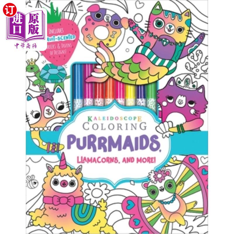 海外直订Kaleidoscope Coloring: Purrmaids, Llamacorns, and More! [With Marker] 万花筒着色：Purrmaids，Llama