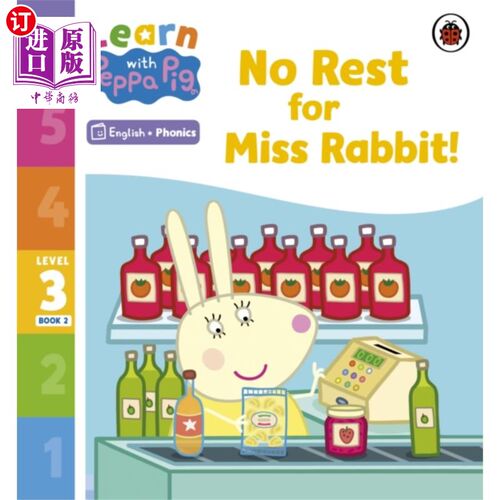 海外直订Learn with Peppa Phonics Level 3 Book 2 - No Res... 学习《小猪佩奇》自然拼读第三级第二册-兔子小姐不休息!(语