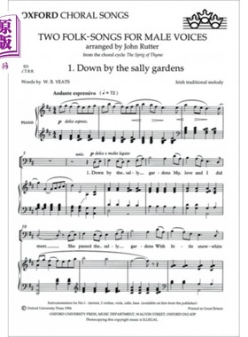 海外直订Two folk-songs for male voices from The Sprig of... 《百里香之枝》中的两首男声民谣