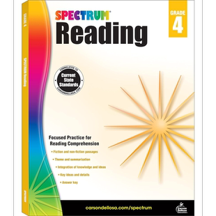 光谱练习册 阅读系列 4年级 Carson Dellosa Spectrum Reading Grade 4 美国CarsonDellosa 英文原版进口教辅【中商原版】