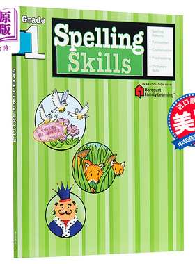 Flash Kids拼读技巧1年级 英文原版Spelling Skills Grade1练习册 美国教材教辅工具书Harcourt Family Learning 家庭英文学?