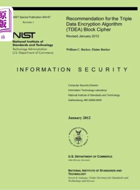 海外直订Recommendation for the Triple Data Encryption Algorithm (TDEA) Block Cipher 推荐使用三重数据加密算法（TDEA