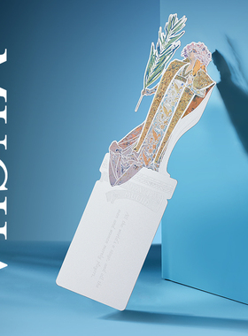 新品 大尺寸MUCHA穆夏吉斯蒙达 戏剧艺术书签 经典名画艺术复古优雅高级素雅金属书签新艺术文艺企业礼品【中商文创】