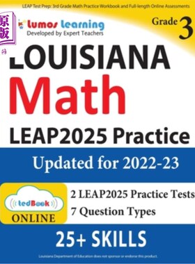 海外直订LEAP Test Prep: 3rd Grade Math Practice Workbook and Full-length Online Assessme LEAP考试准备:三年级数学练
