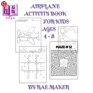 海外直订Airplane Activity Book for Kids Ages 4 - 8 4 - 8岁儿童飞行活动手册