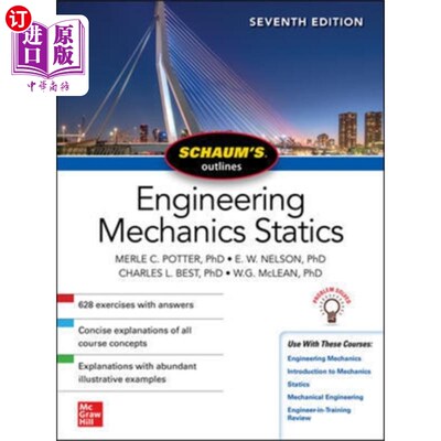 海外直订Schaum's Outline of Engineering Mechanics: Stati... Schaum的工程力学大纲:静力学，第七版
