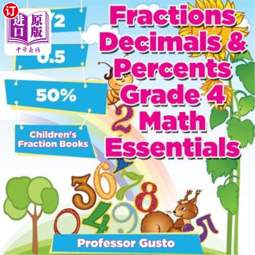 海外直订Fractions Decimals & Percents Grade 4 Math Essentials: Children's Fraction Books 分数小数和百分比四年级数学
