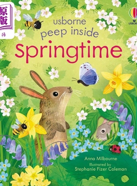 偷偷看里面 春日Peep Inside Springtime英文原版 儿童春天绘本 自然知识图画纸板书翻翻书 亲子绘本 进口Usborne【中商原版?