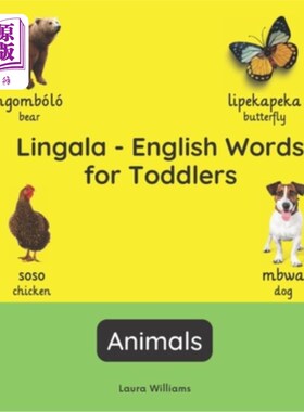 海外直订Lingala - English Words for Toddlers - Animals: Teach and Learn Lingala For Kids 林加拉语-幼儿英语单词-动物