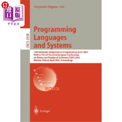 海外直订Programming Languages and Systems: 12th European Symposium on Programming, ESOP  编程语言和系统:第12届欧洲
