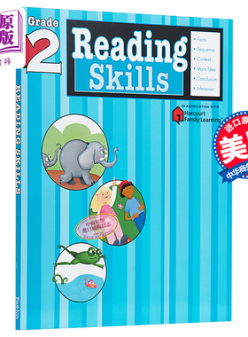 Flash Kids 阅读技巧2年级 英文版 Reading Skills Grade2英语学习 家庭英文练习册 Harcourt Family Learning 工具书