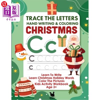 海外直订Letter Tracing & Coloring Book For Kids Christmas Words: Learn To Write Pencil C 孩子们的字母描摹和填色书圣
