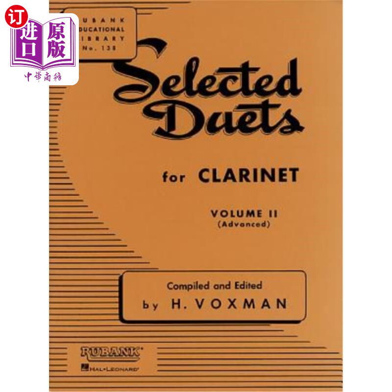 海外直订Selected Duets for Clarinet: Volume 2 - Advanced 为单簧管选择的二重奏：第2卷-高级