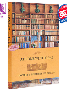 现货 At Home with Books Wallet Notecards 英文原版 家居书柜样式卡片【中商原版】