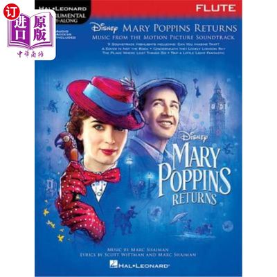 海外直订Mary Poppins Returns for Flute: Instrumental Play-Along Series 玛丽·波宾斯回归长笛：器乐伴奏系列