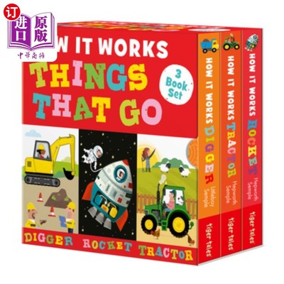 海外直订How It Works: Things That Go 3-Book Boxed Set: Digger; Rocket; Tractor 它是如何工作的：事情去3书盒装套装：