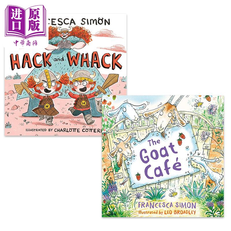 Francesca Simon 儿童故事绘本2册套装 Goat Cafe 山羊咖啡 Hack and Whack 小小维京人 英文原版 进口图书 4-8岁【中商原版?
