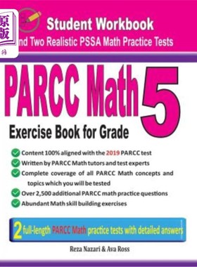 海外直订Parcc Math Exercise Book for Grade 5: Student Workbook and Two Realistic Parcc M 五年级Parcc数学练习本：学