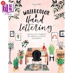 海外直订古英语 Watercolor & Hand Lettering 水彩和手刻字