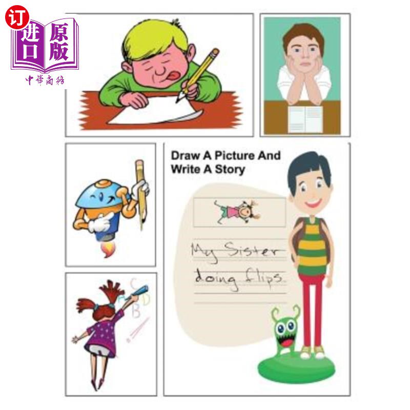 海外直订Draw A Picture And Write A Story: Prompt Storybook Children Kid's Elementary Pap 画一幅画，写一个故事：提示