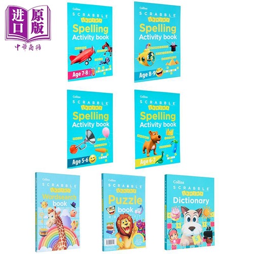 Collins SCRABBLE Junior Book 英文原版柯林斯少儿游戏活动书字典合集 Spelling拼写Puzzle拼图Wordsearch寻字【中商原版】