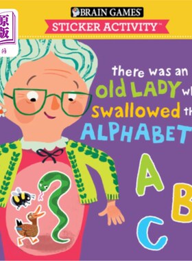 海外直订Brain Games - Sticker Activity: There Was an Old Lady Who Swallowed the Alphabet 大脑游戏-贴纸活动:有一个老