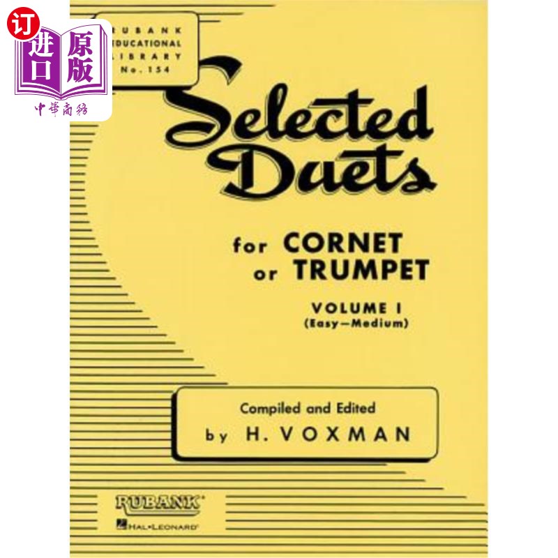 海外直订Selected Duets for Cornet or Trumpet, Volume I (Easy to Medium) 小号或小号的精选二重奏，第1卷（易中）