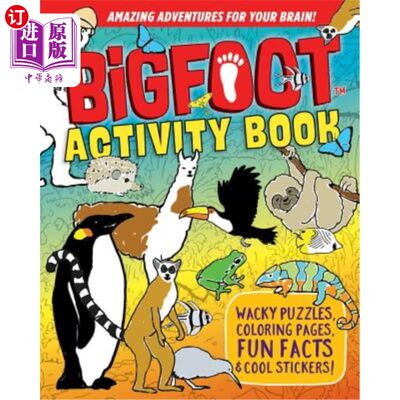 海外直订Bigfoot Activity Book: Wacky Puzzles, Coloring Pages, Fun Facts & Cool Stickers! 大脚怪活动书：古怪的拼图，